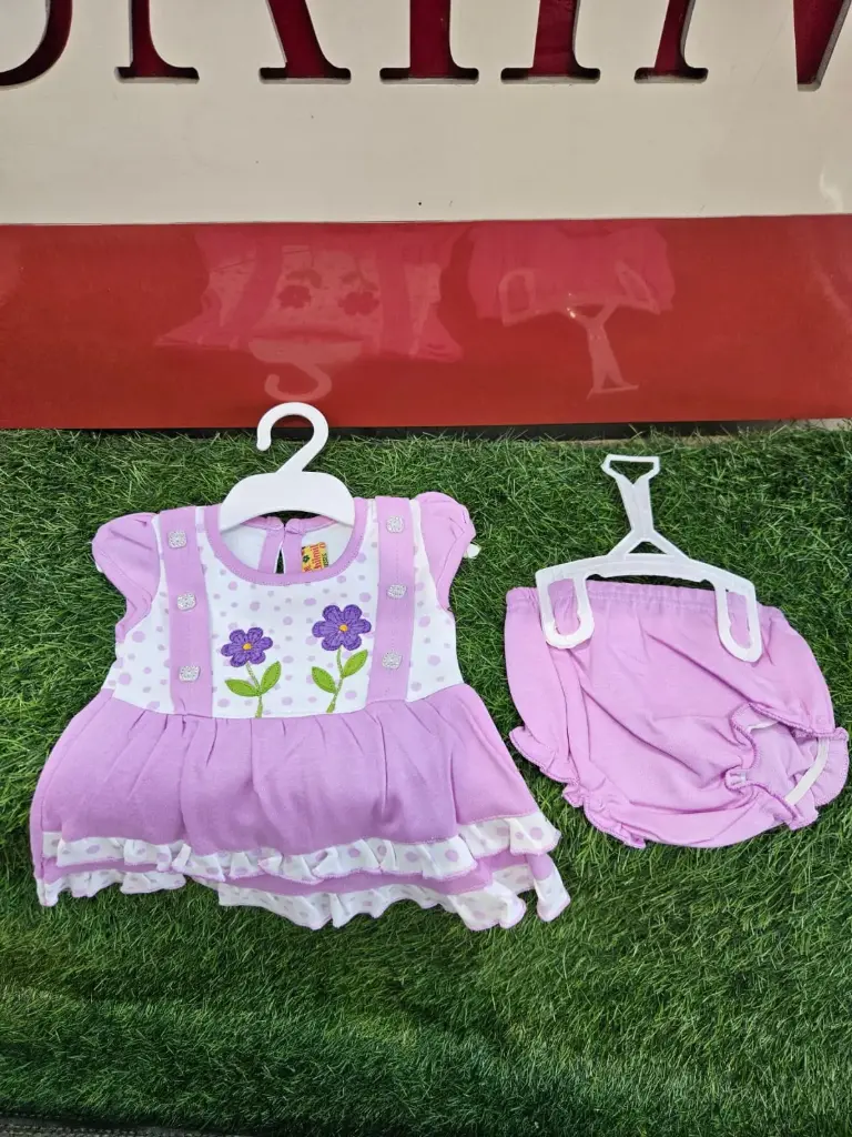 Frock with Bloomer 0 - 3months (Cotton Hosiery) (lavender)