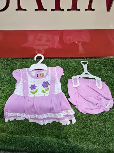 Frock with Bloomer 0 - 3months (Cotton Hosiery)